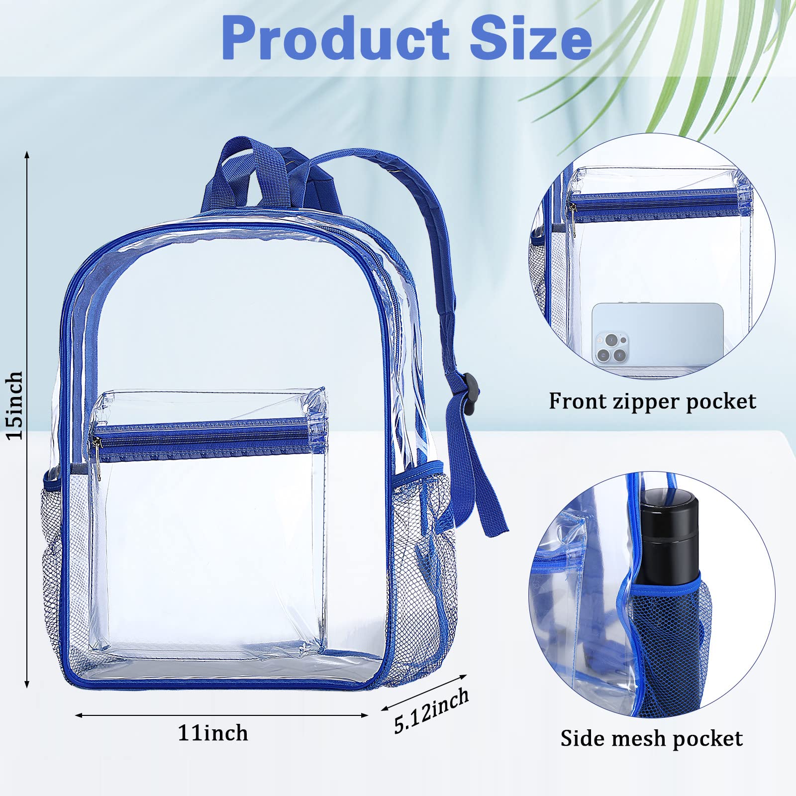 WILLBOND 12Pack Clear Backpack Heavy Duty Transparent Bookbag See Through Waterproof Plastic Backpack Bulk(Multicolor)