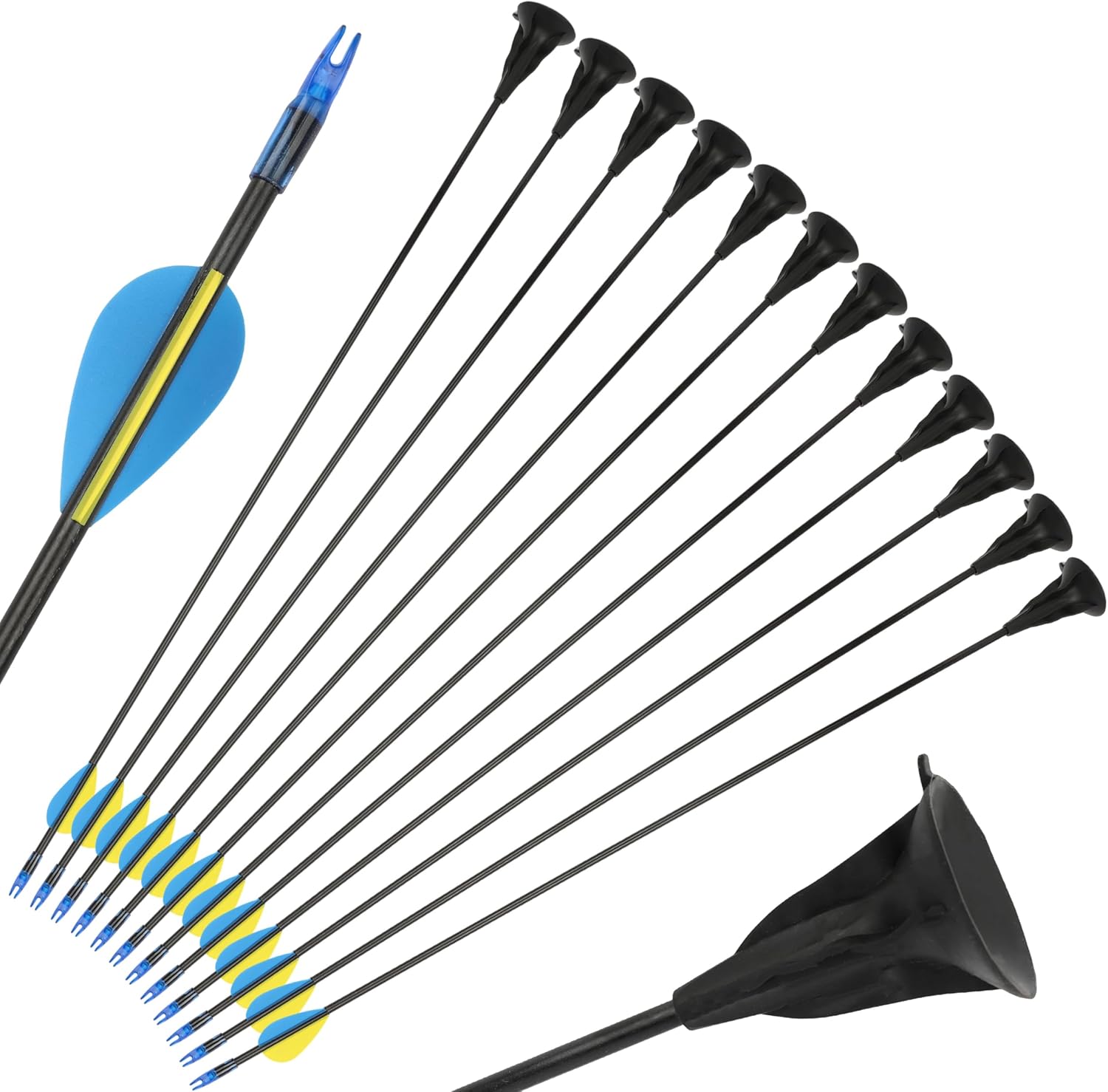 Skiennix 29-Inch Fiberglass Suction Cup Arrows - Safe Outdoor Target Sports Game Arrows