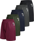 BOOJO Athletic Gym Shorts for Men - Quick Dry Black Basketball Shorts with Pockets | 5 Pack Activewear