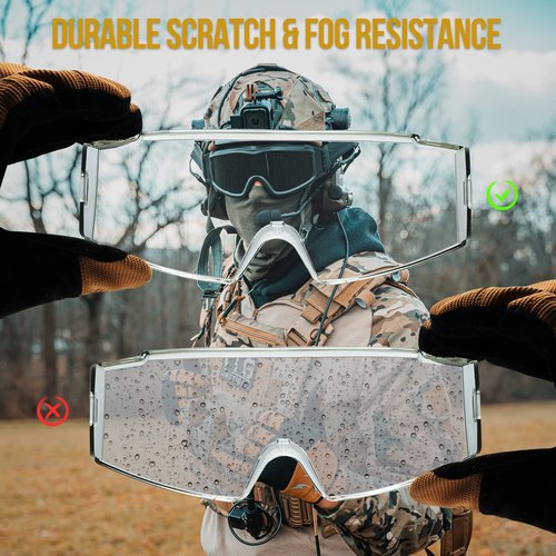 OneTigris Tactical OTG Goggles Over Glasses and X Storm Airsoft Mask Foldable Mesh Mask with Removable Shark Jaw Morale Patch