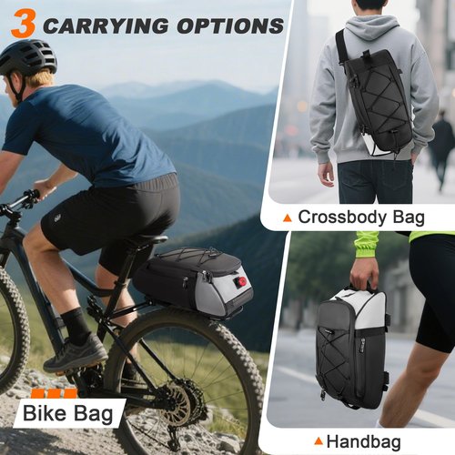 WILDKEN Bike Rack Bag, 10L Bike Rear Rack Bag Waterproof Bicycle Trunk Bag Bike Panniers Cycling Rear Seat Carrier Backseat Storage Luggage Bike Bags for Bicycle E bike Rear Rack