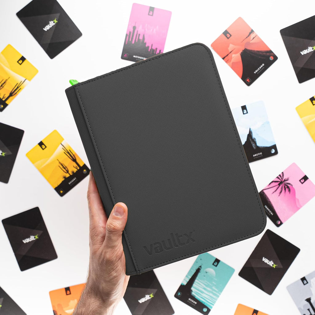 Vault X 4 Pocket Trading Card Zip Binder - Holds 160 Cards | Premium Exo-Tec Material, Black