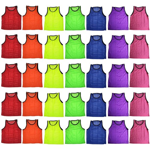 BlueDot Trading Youth Nylon Mesh Scrimmage Training Pinnie Vest for team practice for all kinds of sports soccer, football, basketball, Lacrosse, Yellow, 12 Pack