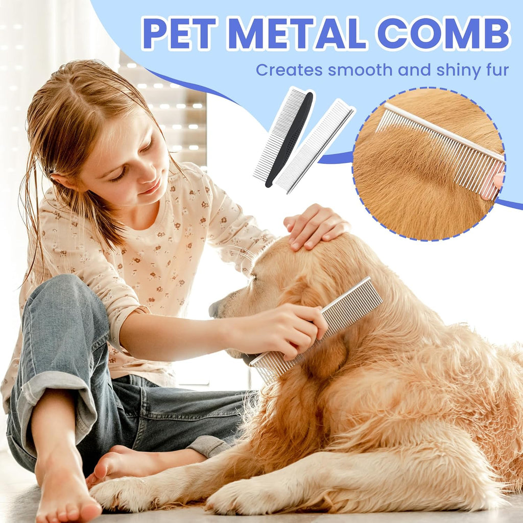 Skiennix Self-Cleaning Shedding Brush - 5-in-1 Professional Grooming Tool for Dogs & Cats | Black
