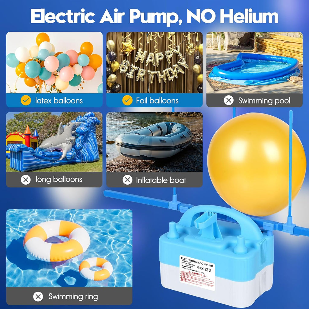 Skiennix Electric Balloon Pump - 110V 600W Portable Air Blower with Dual Nozzles & Tying Tool for Party Decor