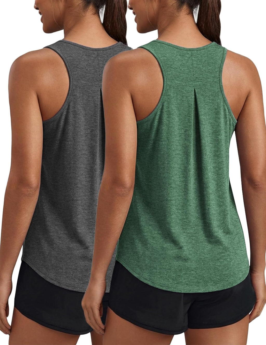 PINSPARK Workout Tops for Women - Racerback Tank Top Pack | Quick-Dry Sleeveless Athletic Gym Shirt