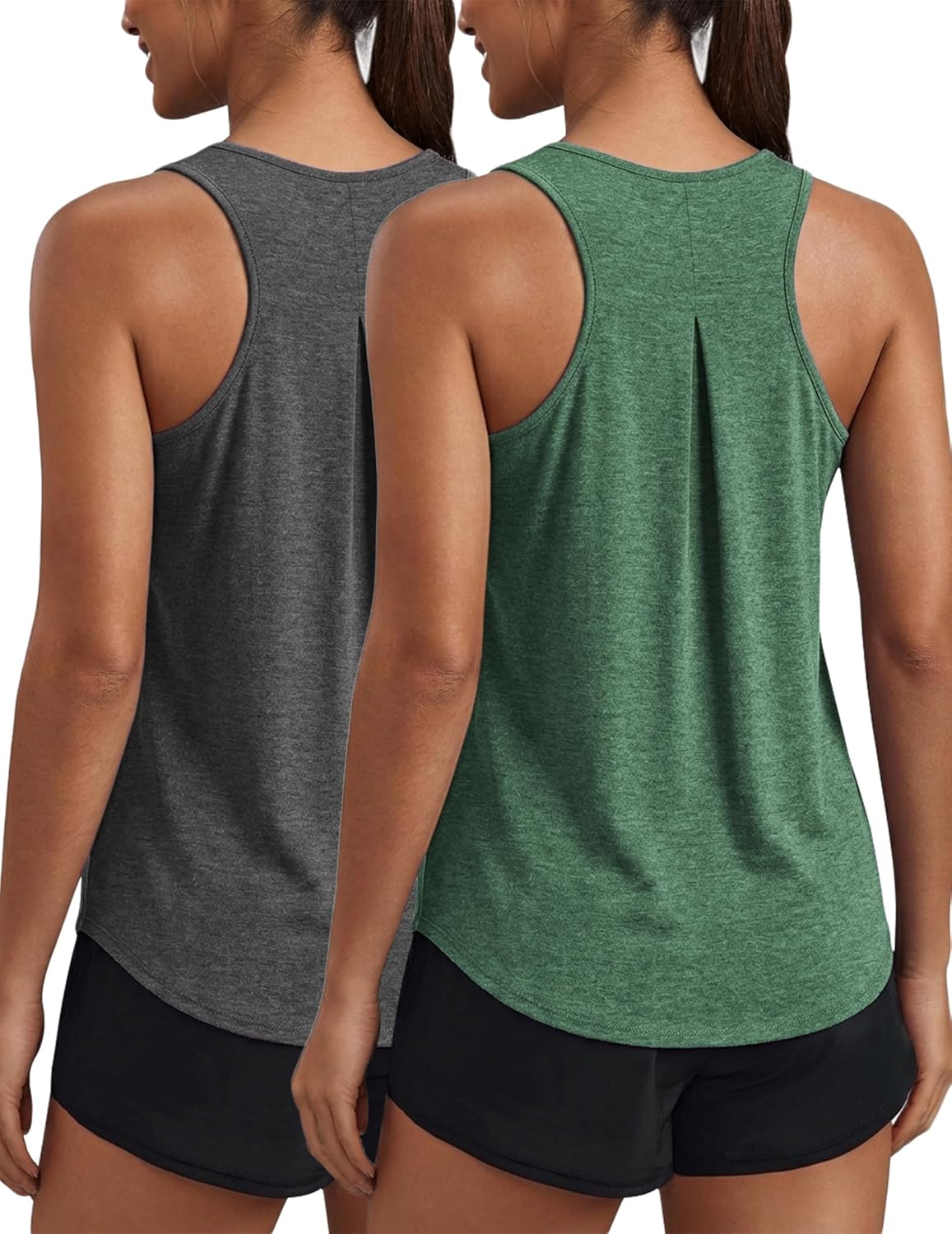 PINSPARK Workout Tops for Women - Racerback Tank Top Pack | Quick-Dry Sleeveless Athletic Gym Shirt