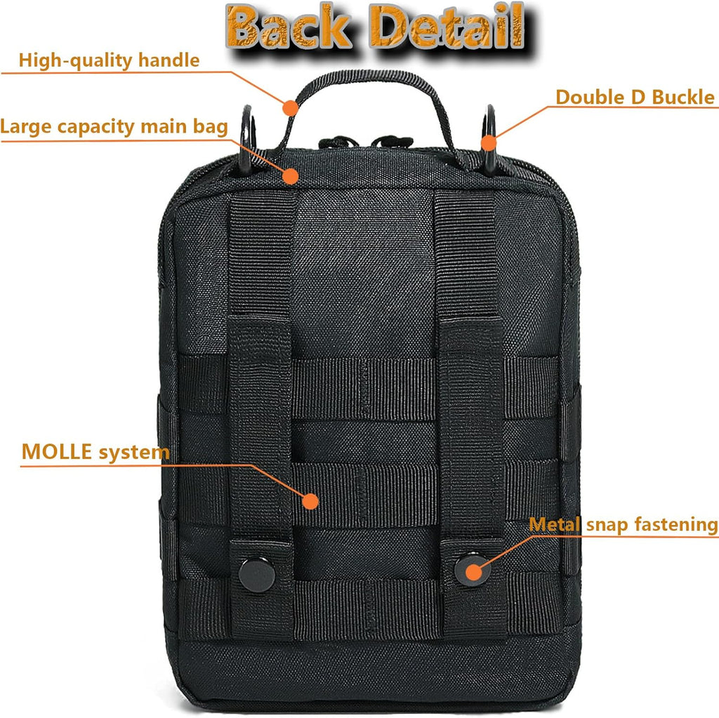 Skiennix Tactical Molle Pouch - Compact Black Camo EDC Utility Gear for Military Carry