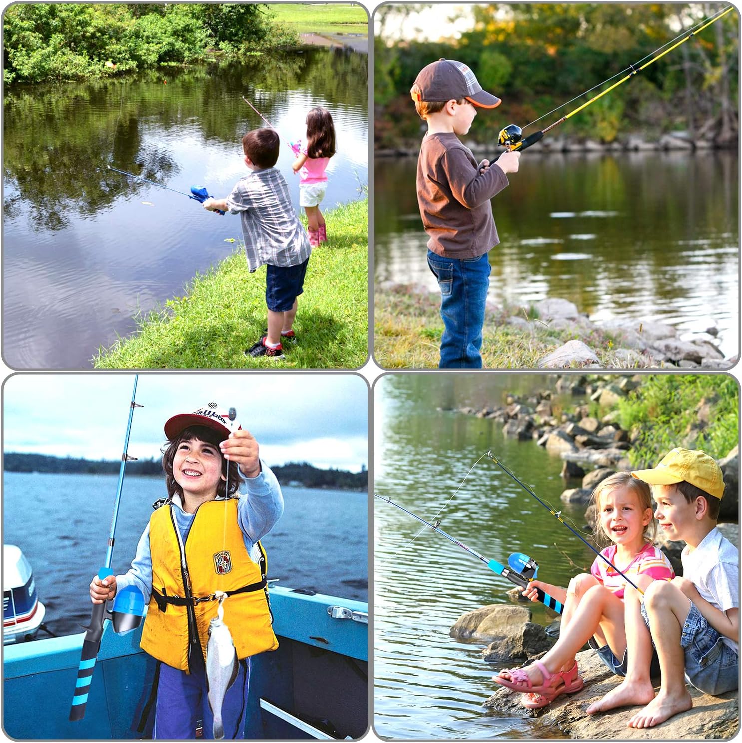 PLUSINNO Kids Fishing Pole - Portable Telescopic Rod & Reel Combo Kit with Tackle Box for Youth