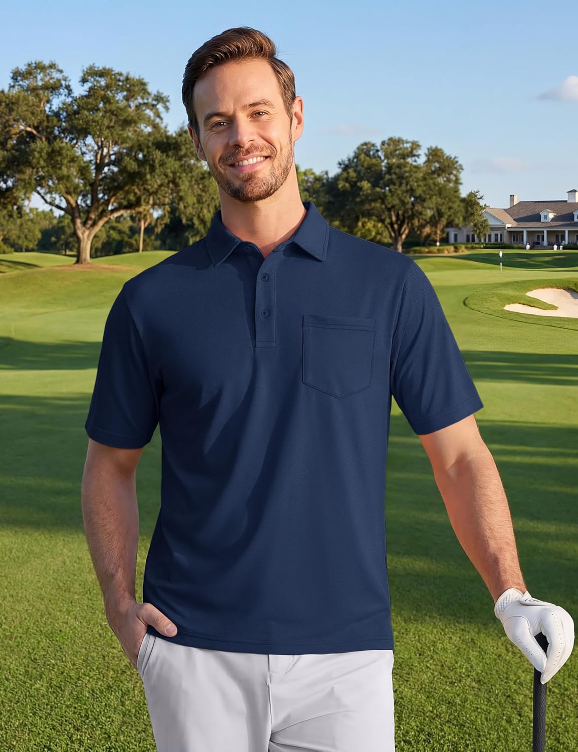 TACVASEN Men's Polo Shirt - Dry Fit Performance Golf Top with Pocket | Casual Short Sleeve Athletic Wear
