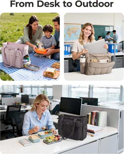 BAGSMART Tote Bag for Women - Insulated Teacher Tote | Large Puffer Work Handbag