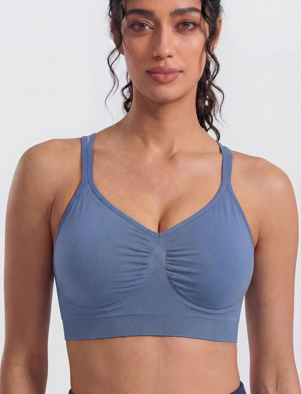 WANAYOU Sports Bras for Women - Padded Medium Support Strappy Cross Back Workout Bra | 3 Pack