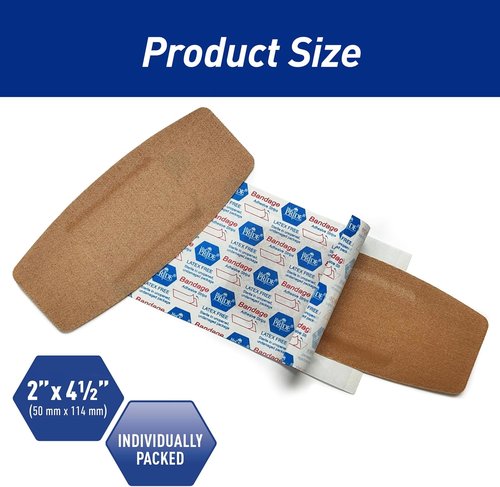 MED PRIDE Hypoallergenic Fabric Adhesive Bandages - Sterile, Latex-Free, Flexible & Breathable (2” x 4.5'' - 50 Count)