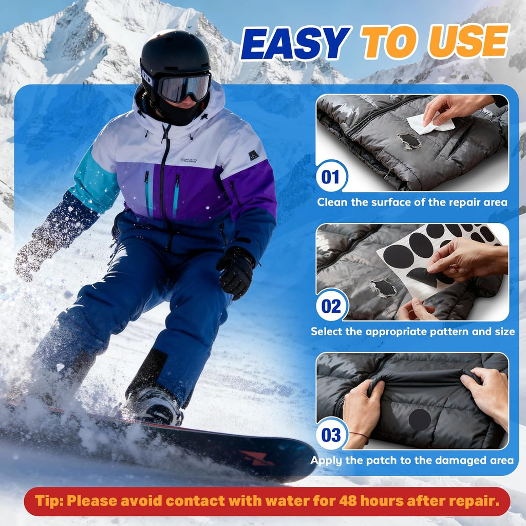 Skiennix 35Pcs Down Jacket Repair Patch Kit - Waterproof Self-Adhesive Nylon Patches for Outdoor Gear | Ivory