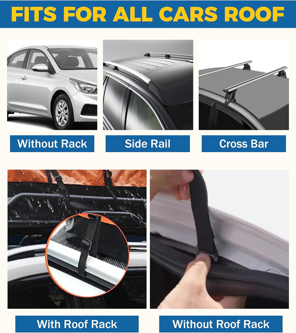 Skiennix 15 Cubic Feet Roof Rack - Soft-Shell Cargo Carrier with Anti-Slip Mat for All Vehicles