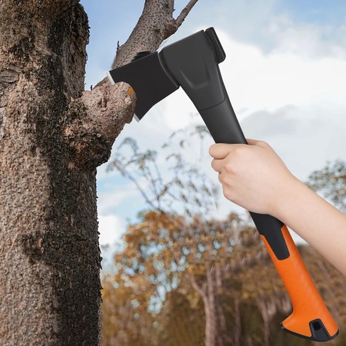 X10 Hatchet Axe, 18” Camping Axe for Wood Splitting & Kindling with Nylon Hollow Handle, Anti-Slip Shock Absorption Grip for Outdoor Survival, Firewood, Hiking & Yard Tools