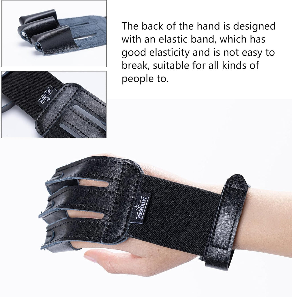 Skiennix 3-Finger Archery Glove - Durable Leather Finger Protector for Bow Hunting | Adjustable & Breathable Design