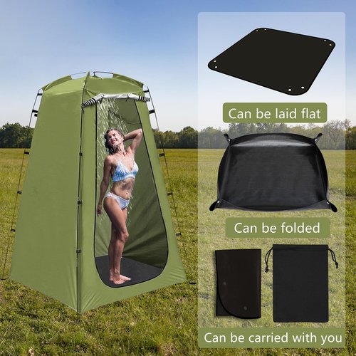 QTRQTR Outdoor Camping Shower Mat, 39.4" Portable Shower Pan, Simple Version Foldable Floor Mat for Camp Hiking Beach Changing Tent, Prevent Dirtying & Feet Protect, Not Included Tent