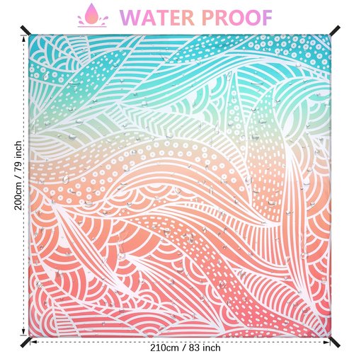 AISPARKY Beach Blanket Waterproof Sandproof Lightweight Durable Compact Sand Free Beach Mat for Beach Festival Travel Camping Hiking Picnic (Gradiant P&GN-Ripple, 79"×83"(4 Person))