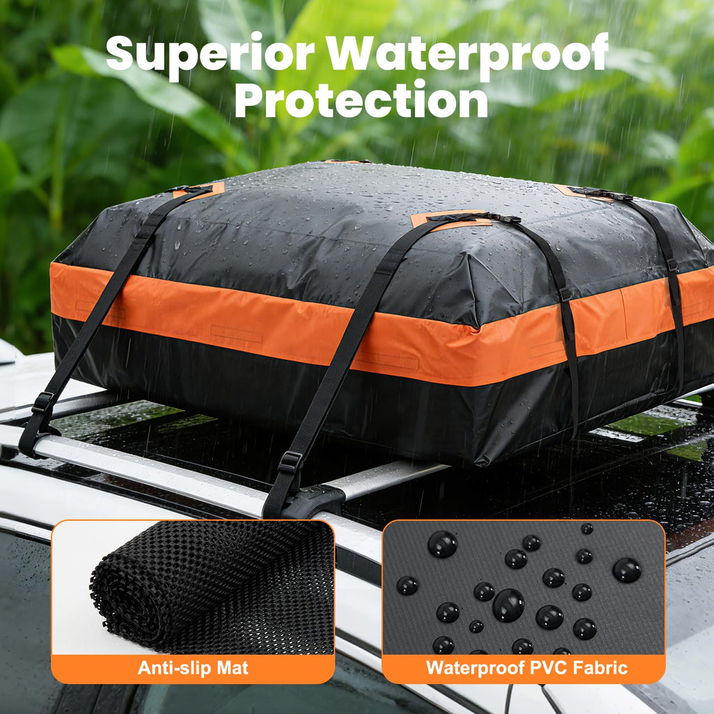 DUMOS Car Rooftop Cargo Carrier 15 Cubic Feet, Car Roof Waterproof PVC Bag