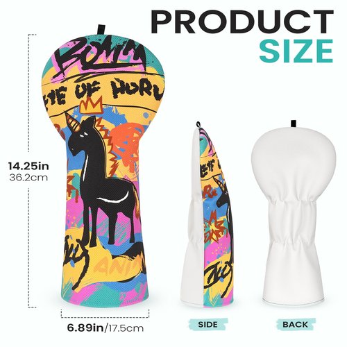 LZFAN Funny Golf Club Head Cover Driver Headcover Fairway Wood Headcover Hybrid Club Head Cover Graffiti Driver