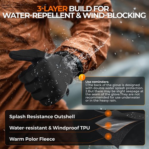 rivmount Winter Gloves Women Men, Cold Weather Touch Screen Liner Glove, Windproof 3-Layers, for Running, Cycling, Biking, Hiking, Driving(Black, Size S)