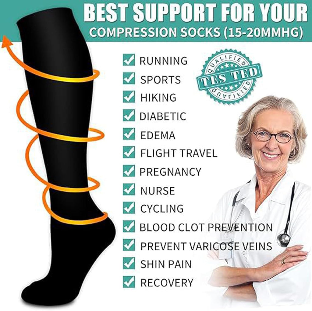 Roiii Compression Socks - 15-20 mmHg Support for Circulation | 7 Pairs for Running & Hiking
