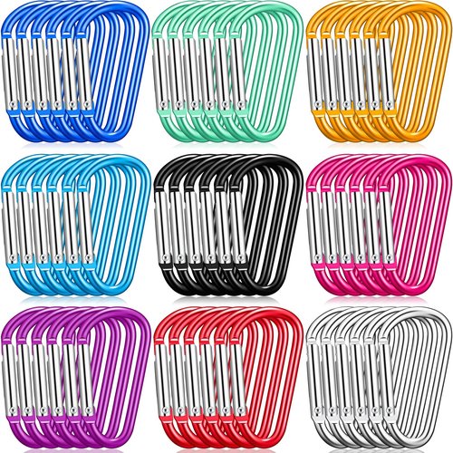Shimeyao 180 Pcs 1.8" Small Aluminum Clip Keychain Buckle Clip Bulk Mini Aluminum D Ring Shape Small Lock Spring Snap Hook(Multicolor)