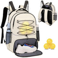 Bevalsa Pickleball Bag Backpack for Women Men Teens, Tennis Backpack Tennis Bag with Shoe Compartment, Multifunctional Sports Padel Racket Bag Badminton Backpack Fits 4 Rackets with Fence Hook (Beige)