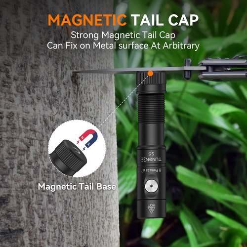 TUNENGE S5 1400 Lumens Mini Flashlight Rechargeable- Super Bright LED Pocket Light with Magnet & Clip, Red/Orange Diffuser,Small AA EDC Flashlight for Outdoor, Camping, Hiking, Emergency