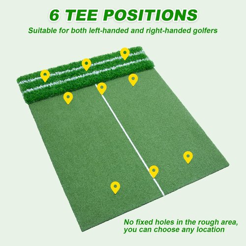 5x4ft Golf Hitting Mat – Large Dual Turf, Alignment & Angle of Approach Aid, Golf Mat Practice Outdoor & Indoor, Driving Chipping Putting, Golf Training Swing Mat