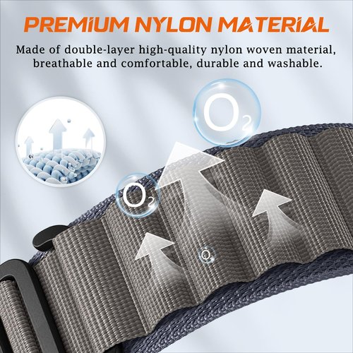 ShinKin QuickFit 26mm Nylon Trail Loop Strap for Garmin Tactix 8 51mm, Fenix 8, Fenix 7X, Fenix 6X, Fenix 5X & More, Blue