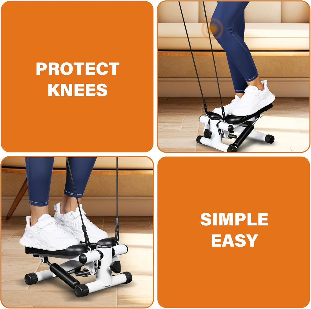 YSSOA Mini Stepper - Full Body Fitness Equipment with Resistance Bands | Home Workout Solution