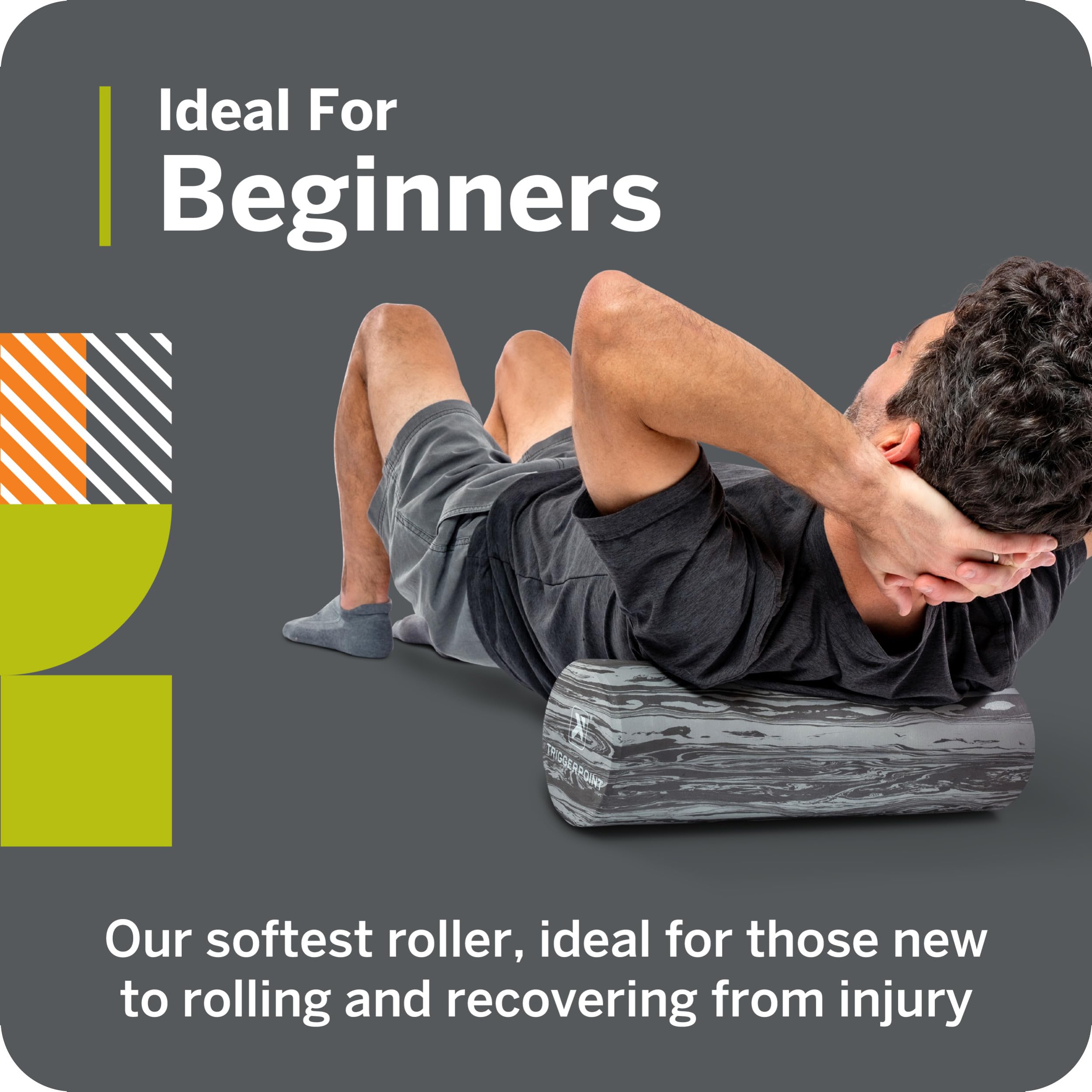 Foundation Roller - Premium EVA Foam Muscle Recovery and Flexibility Roller, Soft Compression for Injury Prevention, Travel-Friendly, Ideal for Athletes, Orange/Grey, 12"