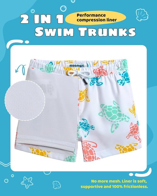 Maamgic Boys Swim Trunks - Compression Liner Toddler Stretch Swim Shorts for Comfort & Style