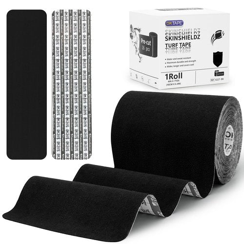 OK TAPE Turf Tape Football, Extra Wide Turf Tape for Turf Burn, Black Kinesiology Tape Waterproof, Durable and Super Sticky, 4in x 21ft (4in x 15.75in/16pcs)