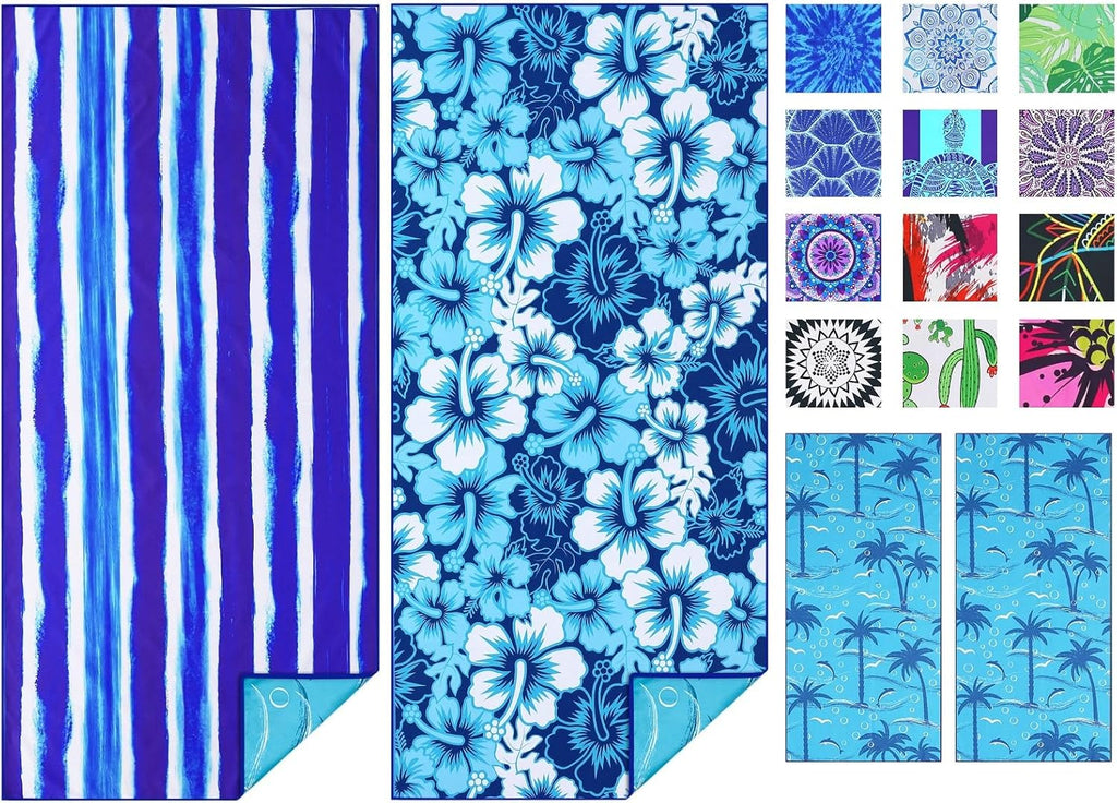 TwoYek Microfiber Beach Towels - Lightweight & Quick-Dry | 71x32 Oversized Sand-Free Travel Essentials