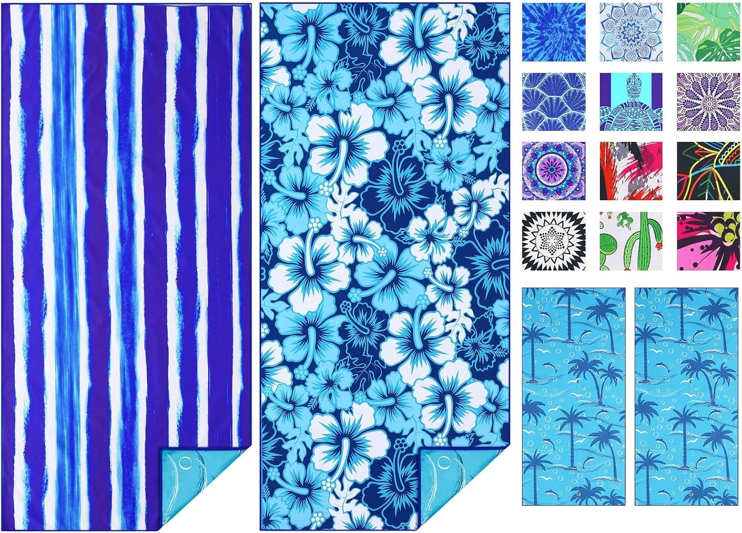 TwoYek Microfiber Beach Towels - Lightweight & Quick-Dry | 71x32 Oversized Sand-Free Travel Essentials