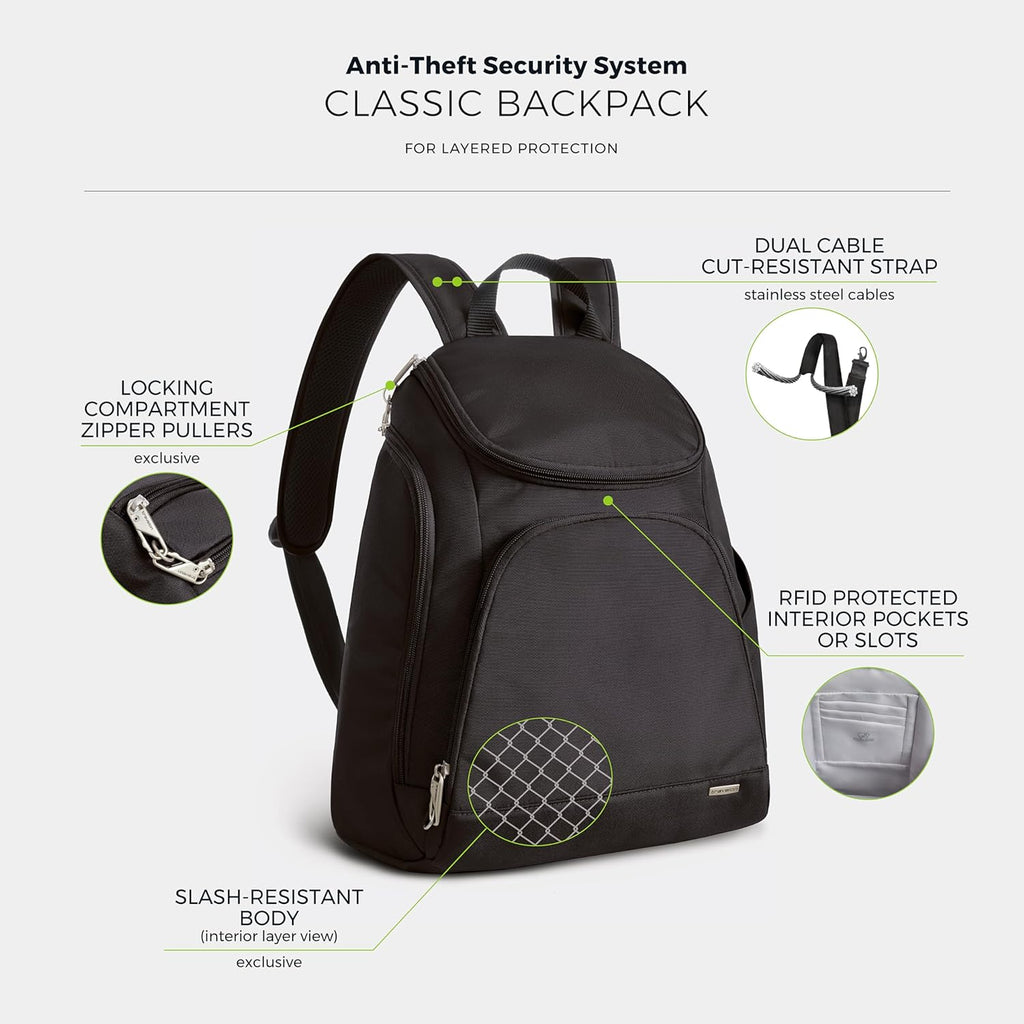 Travelon Anti-Theft Classic Backpack - Secure Design with Multiple Pockets | Ideal for Travel