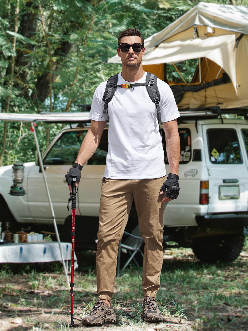 PLEPAN Mens Casual Cargo Joggers - Cotton Drawstring Chino Pants Hiking Outdoor Twill Track Jogging Sweatpants