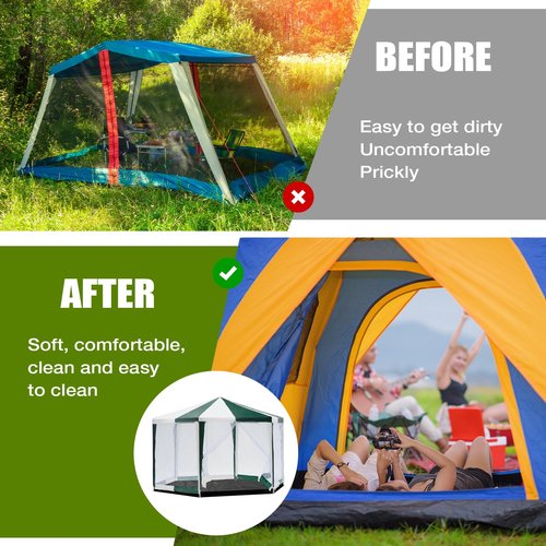 Tinideya 12.5 ft Removable Tent Floor Mat Tarp Waterproof Camping Tent Tarp Floor for Pop up Screen Tents, Gazebo, Hiking, Backpacking, Hammock, Beach Accessory