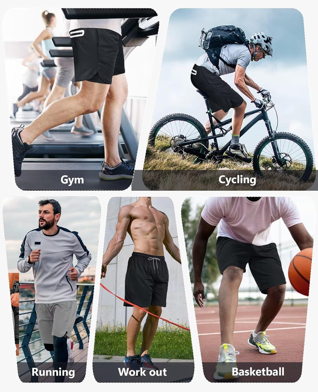 OCYMA Men's 2-in-1 Gym Shorts - 7-Inch Workout Shorts with Pockets & Towel Loop