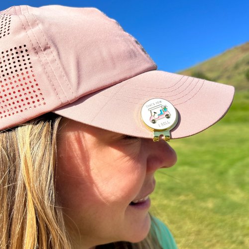 Birdie Girl That's How I Roll Women's with Pink Golf Cart Golf Ball Marker Hat Clip Best Golf Gifts for Women and Golf Accessories for Women, Magnetic Golf Ball Marker Hat Clip