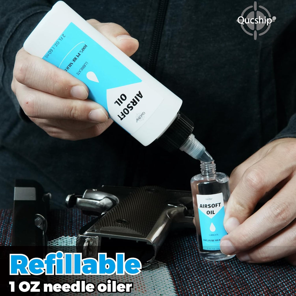 Skiennix Silicone Air Gun Oil - Multi-Purpose Chamber Lube | 2 oz & 1 oz Needle Oiler