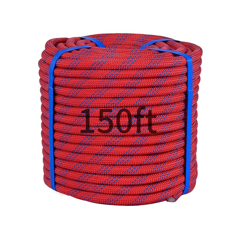 150 Ft Heavy Duty Climbing Rope, 1/2 in Arborist Rope for Tree Rigging - Red (Variation: 150ft-Red-1/2)