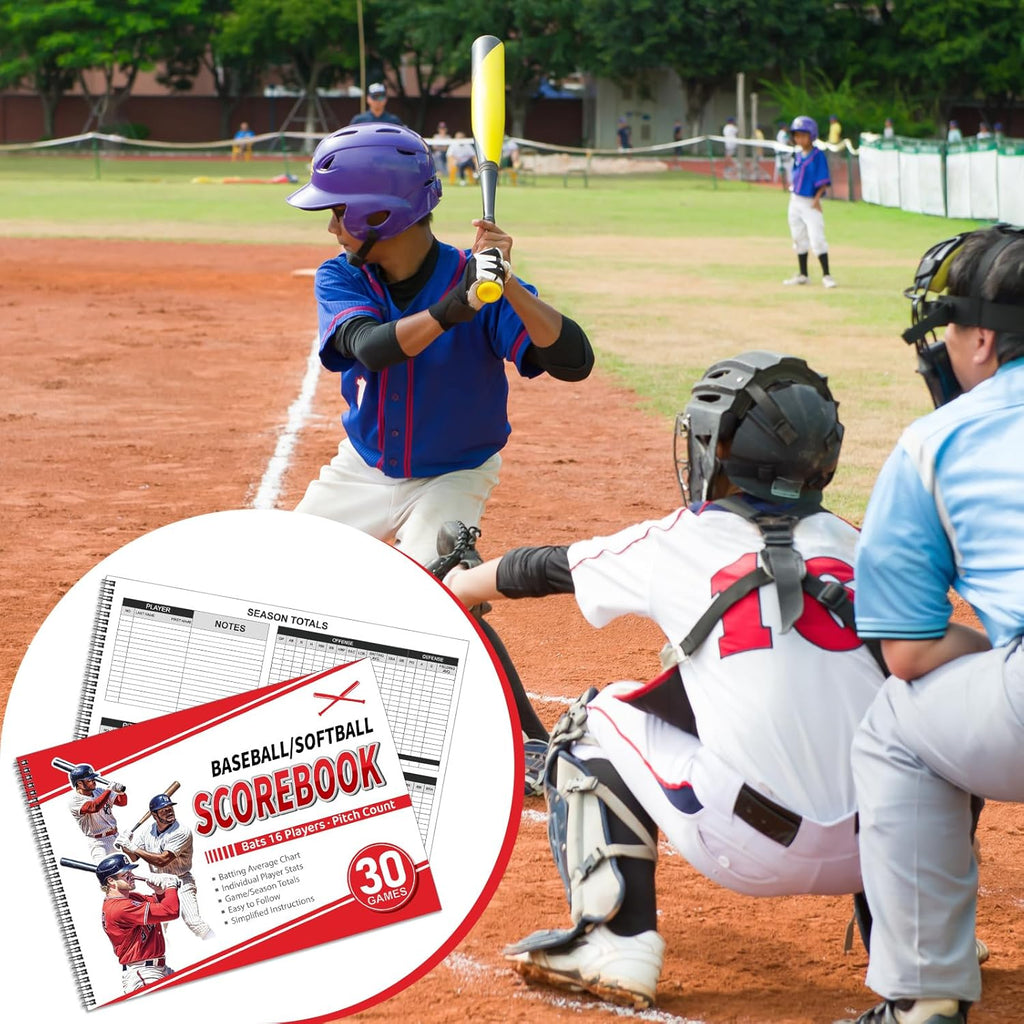 Skiennix Baseball Scorebook - 30 Game Softball Stats Keeper | 11.5x16 Inches, Track Player Averages