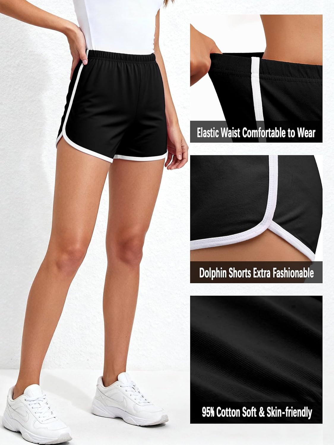 URATOT Women's Yoga Shorts - Elastic Cotton Activewear for Summer Running | Pack of 2