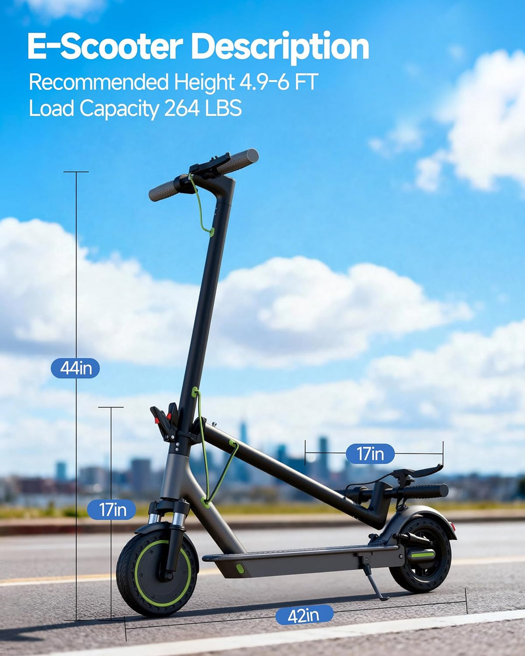 Roinside Electric Scooter - High-Speed Commuting with 350W/500W Motor | 8.5"/10"/14" Solid Tires, Long-Range Up to 24 Miles