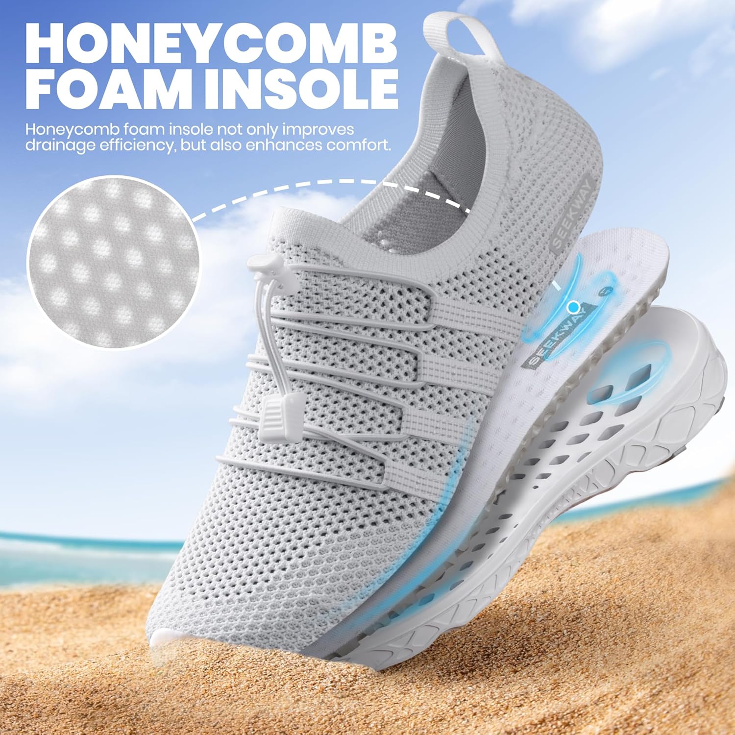 SEEKWAY Quick Dry Water Shoes for Men & Women - Barefoot Aqua Shoes for Beach, Surf & Pool Activities