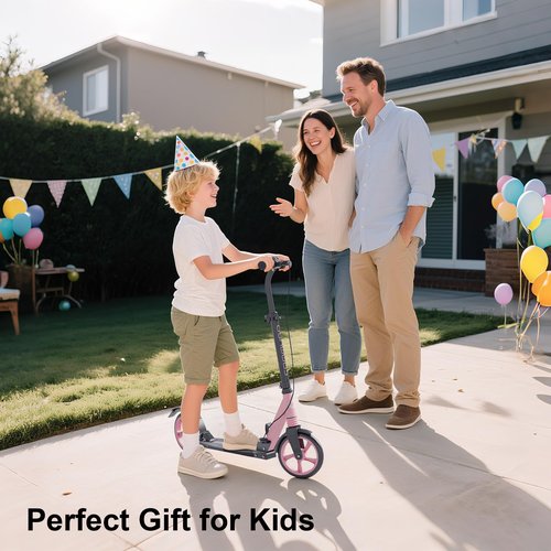 Kick Scooter with Dual Brakes for Kids Age 8+, Teens, Adults, Dual Suspension Foldable Lightweight Scooter with 8 Inch Big Wheels, Max Load 240 LBS Wide Deck